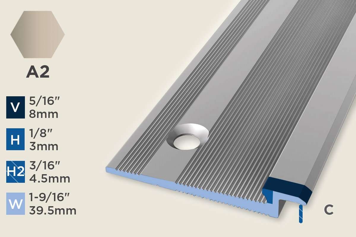 KT-E — Transition Profile – Pre-fit – Countersunk – 3mm (1/8") – Sand