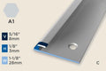 KT-F — Transition Profile – Pre-fit Edge Trim – 3mm (1/8") – Countersunk – Silver