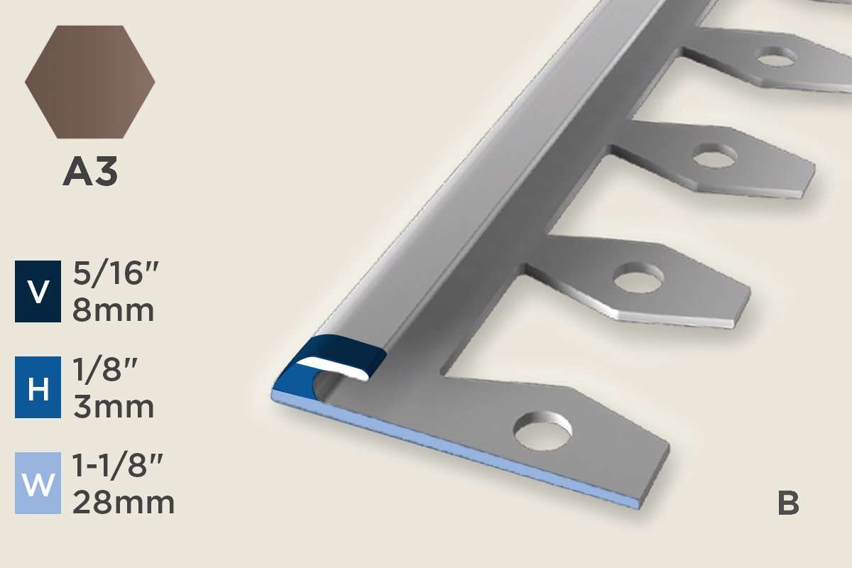 KT-F — Transition Profile – Pre-fit Edge Trim – 3mm (1/8") – Bendable – Bronze
