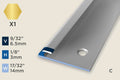 KT-F — Transition Profile – Pre-fit Edge Trim – 3mm (1/8") – Countersunk – Brass