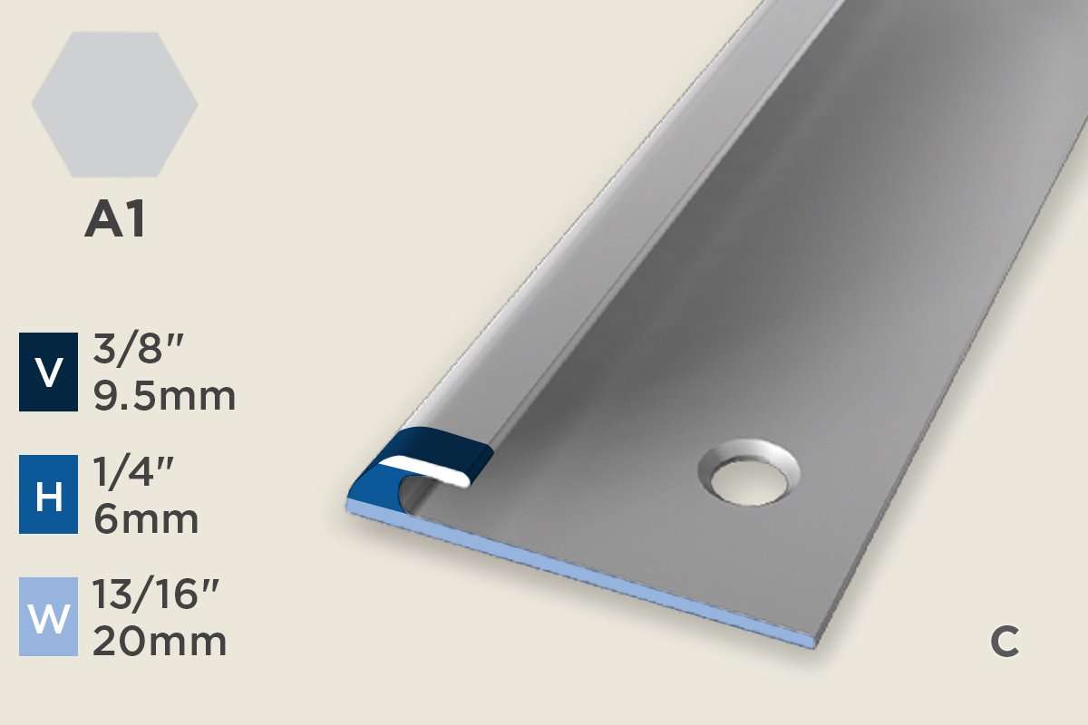 KT-F — Transition Profile – Pre-fit Edge Trim – 6mm (1/4") – Countersunk – Silver