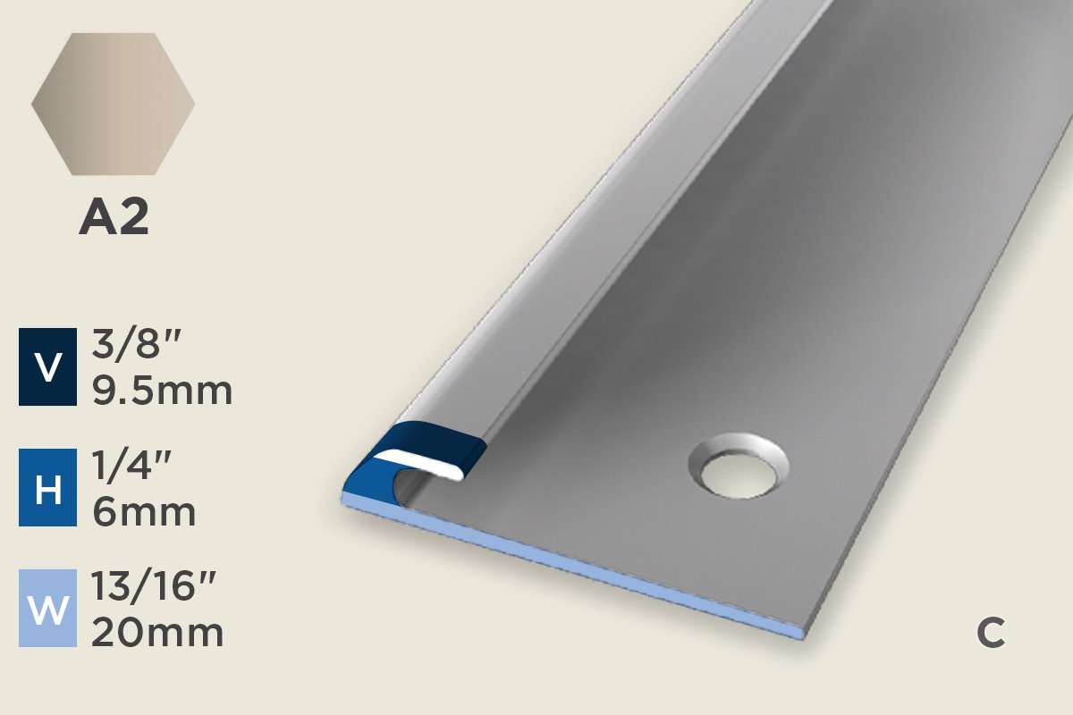 KT-F — Transition Profile – Pre-fit Edge Trim – 6mm (1/4") – Countersunk – Sand