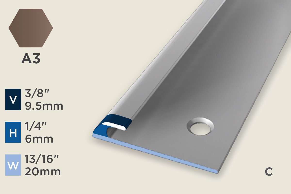 KT-F — Transition Profile – Pre-fit Edge Trim – 6mm (1/4") – Countersunk – Bronze