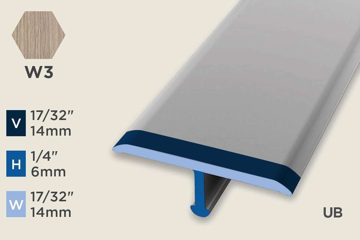 KT-G — Transition Profile – 14mm (17/32") – Unpunched/Bendable/ADA – Oak Beige Grey