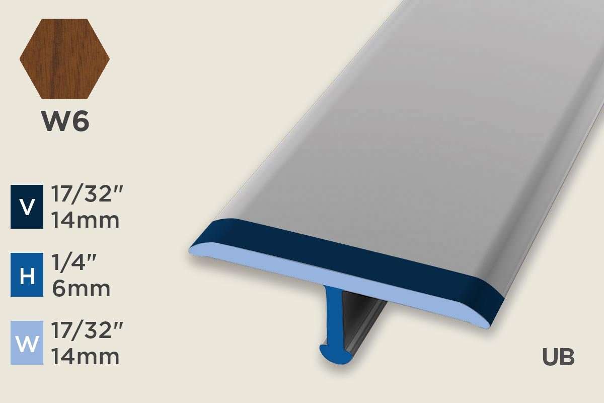 KT-G — Transition Profile – 14mm (17/32") – Unpunched/Bendable/ADA – Walnut
