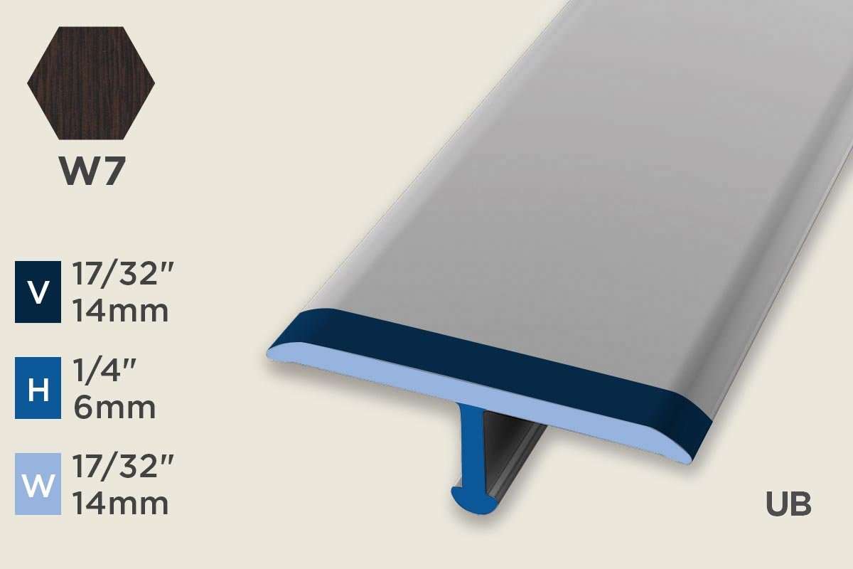 KT-G — Transition Profile – 14mm (17/32") – Unpunched/Bendable/ADA – Wenge