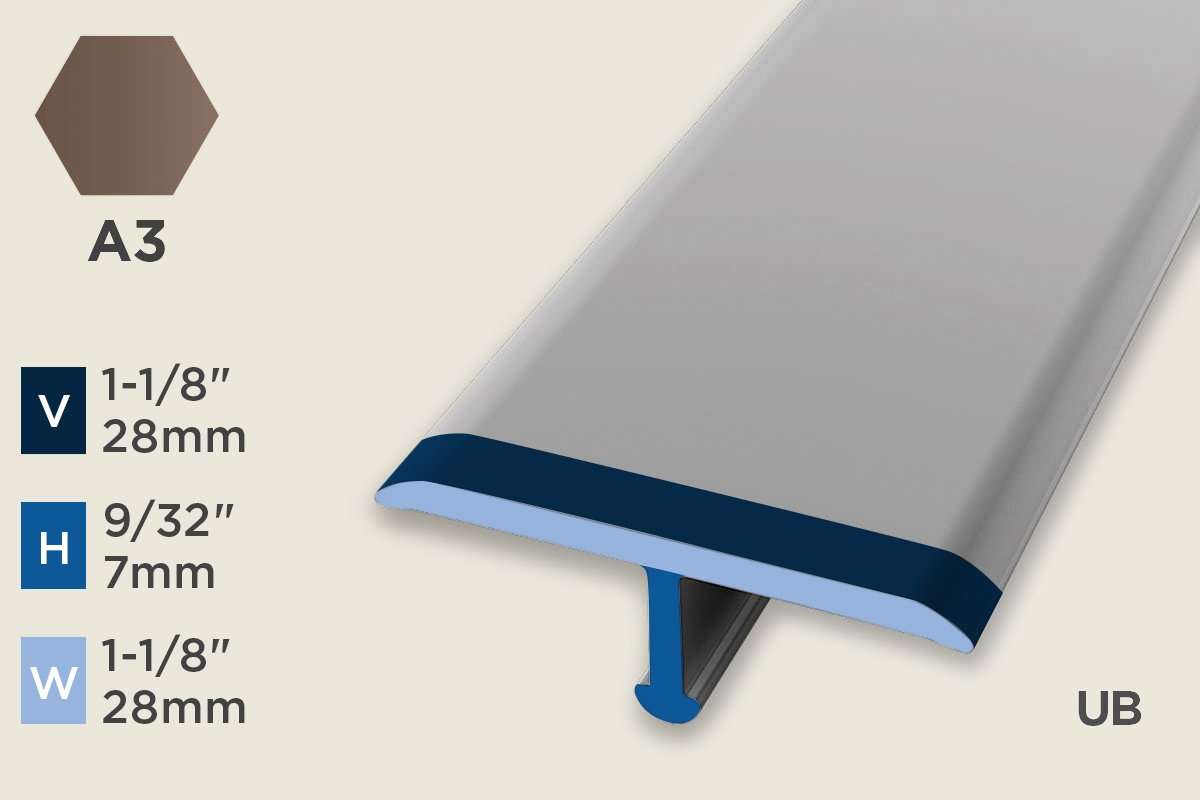 KT-G — Transition Profile – 28mm (1-1/8") – Unpunched/Bendable/ADA – Bronze