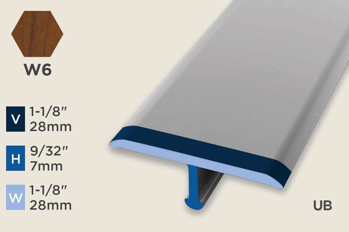 KT-G — Transition Profile – 28mm (1-1/8") – Unpunched/Bendable/ADA – Walnut