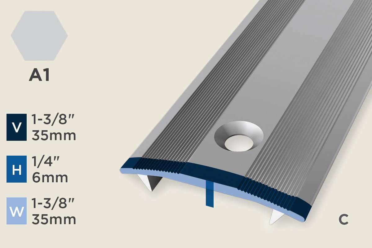 KT-J — Transition Profile – Retrofit – Countersunk – 35mm (1-3/8") – Silver