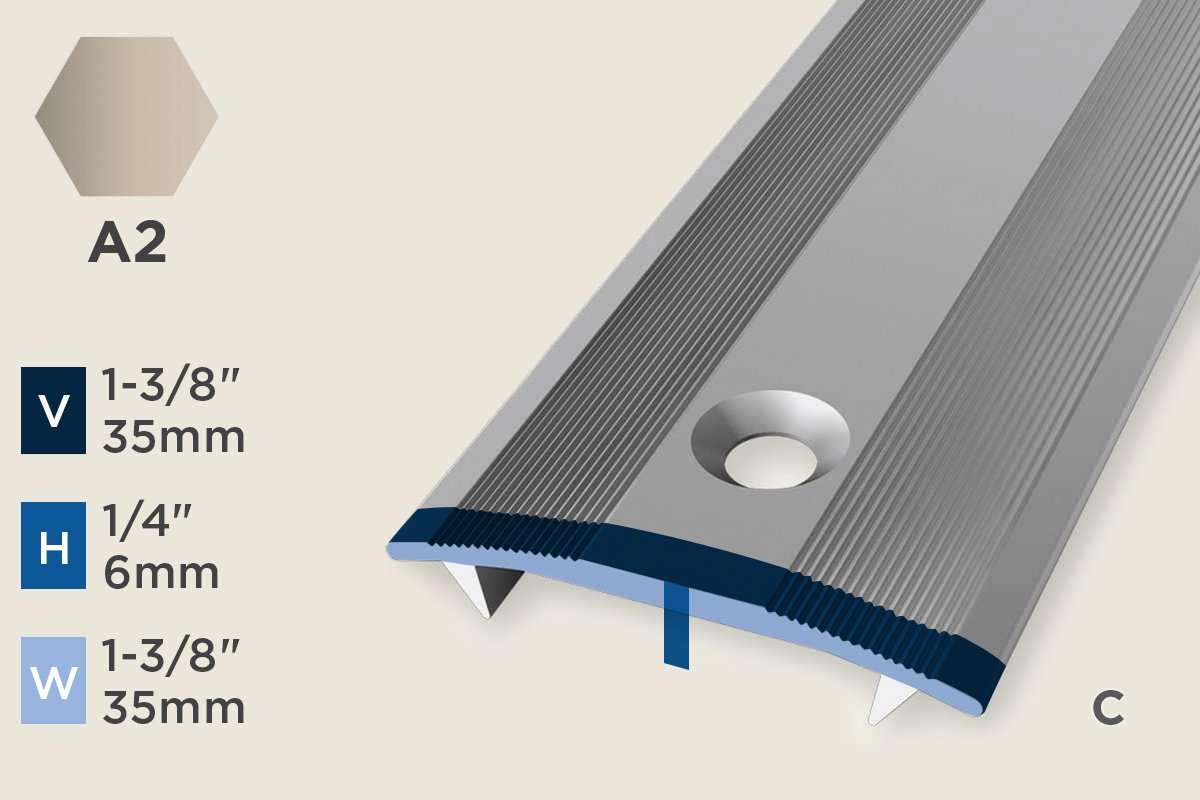 KT-J — Transition Profile – Retrofit – Countersunk – 35mm (1-3/8") – Sand