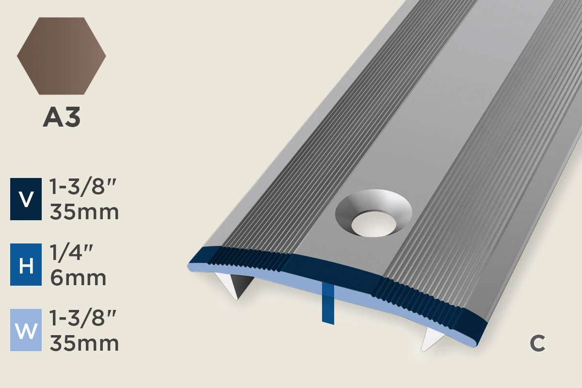 KT-J — Transition Profile – Retrofit – Countersunk – 35mm (1-3/8") – Bronze