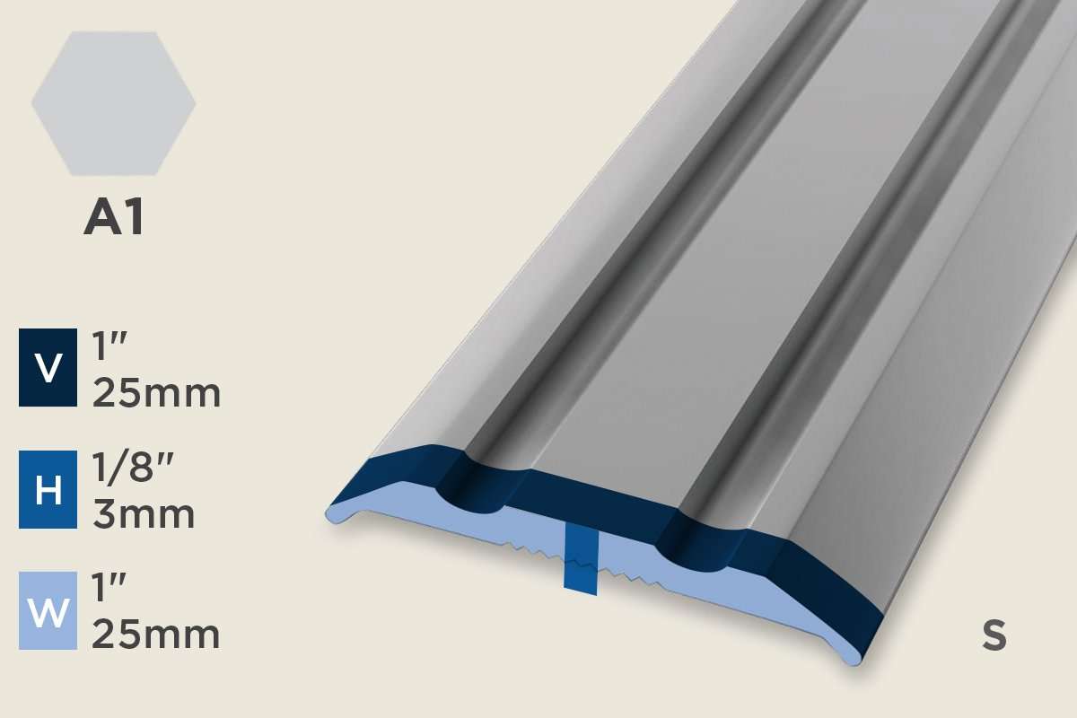 KT-M — Transition Profile – Retrofit – Self-Stick – 25mm (1") – Silver