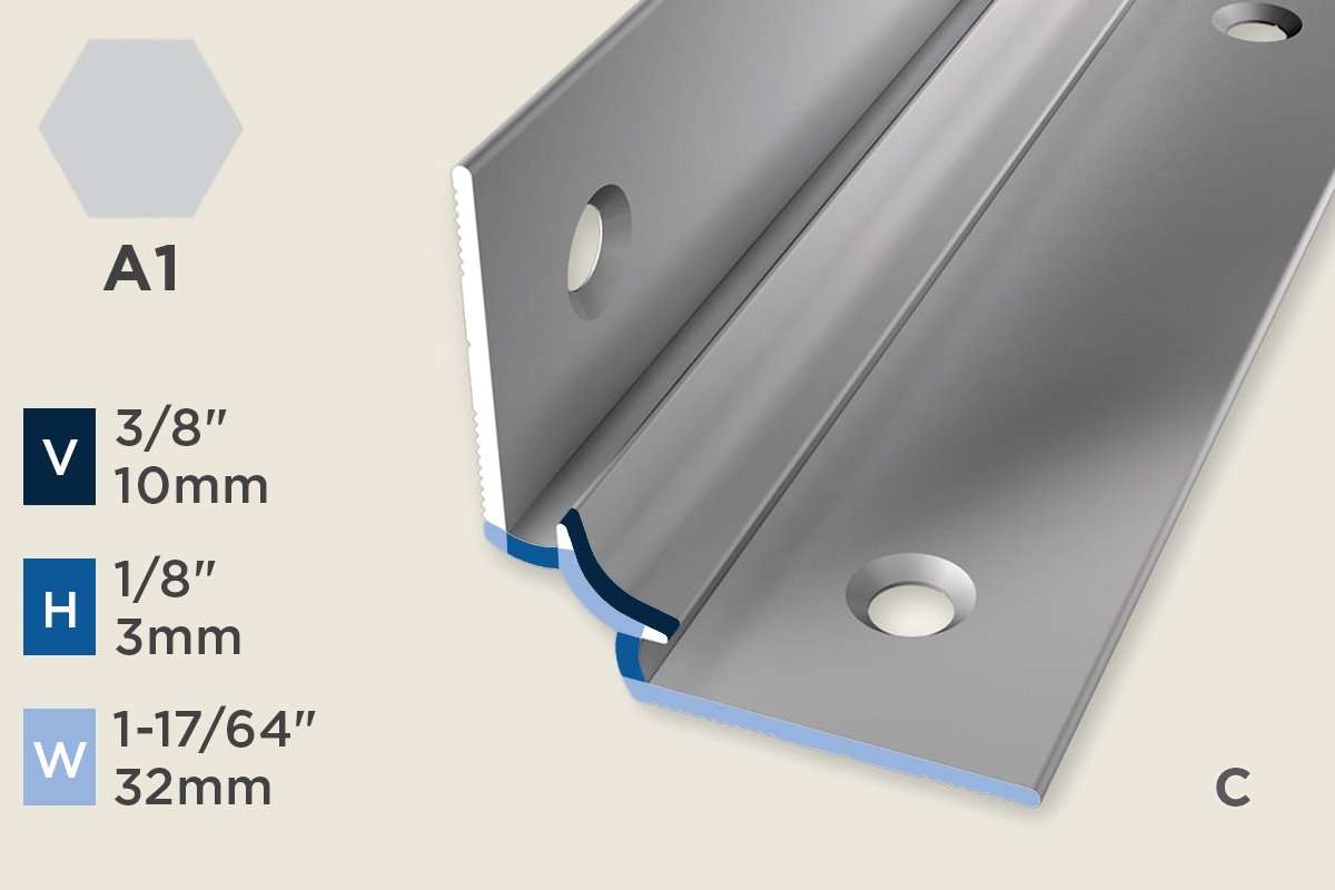 KW-A — Wall Protection Profile – Pre-fit – Countersunk – 3mm (1/8") – Silver