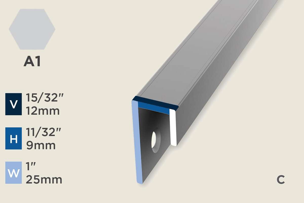 KW-C — Wall Protection Profile – Pre-fit – Countersunk – 9mm (11/32") – Silver