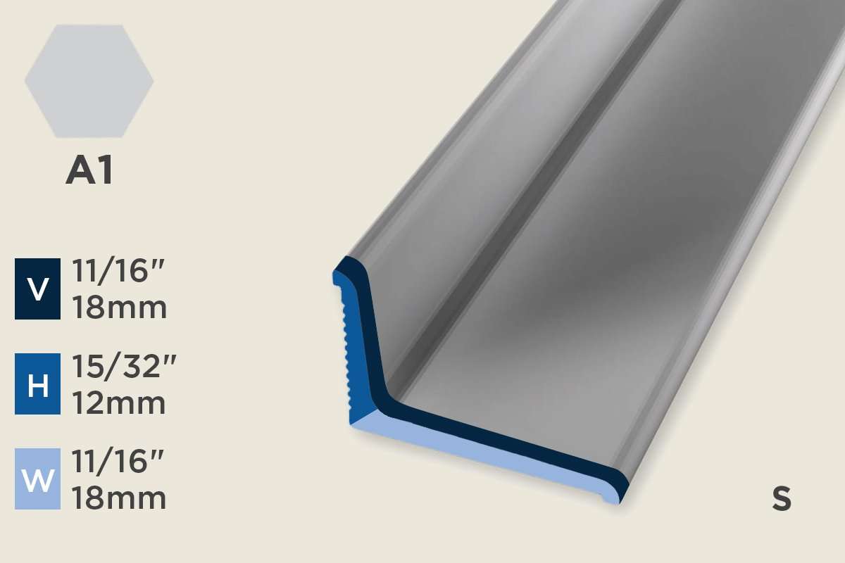 KW-E — Wall Protection Profile – Retrofit – Self-Stick – 12mm (15/32") – Silver