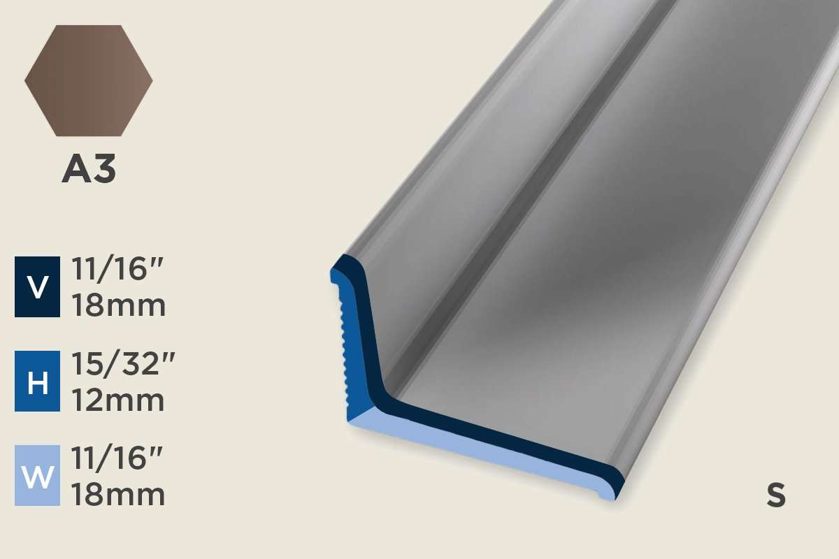 KW-E — Wall Protection Profile – Retrofit – Self-Stick – 12mm (15/32") – Bronze