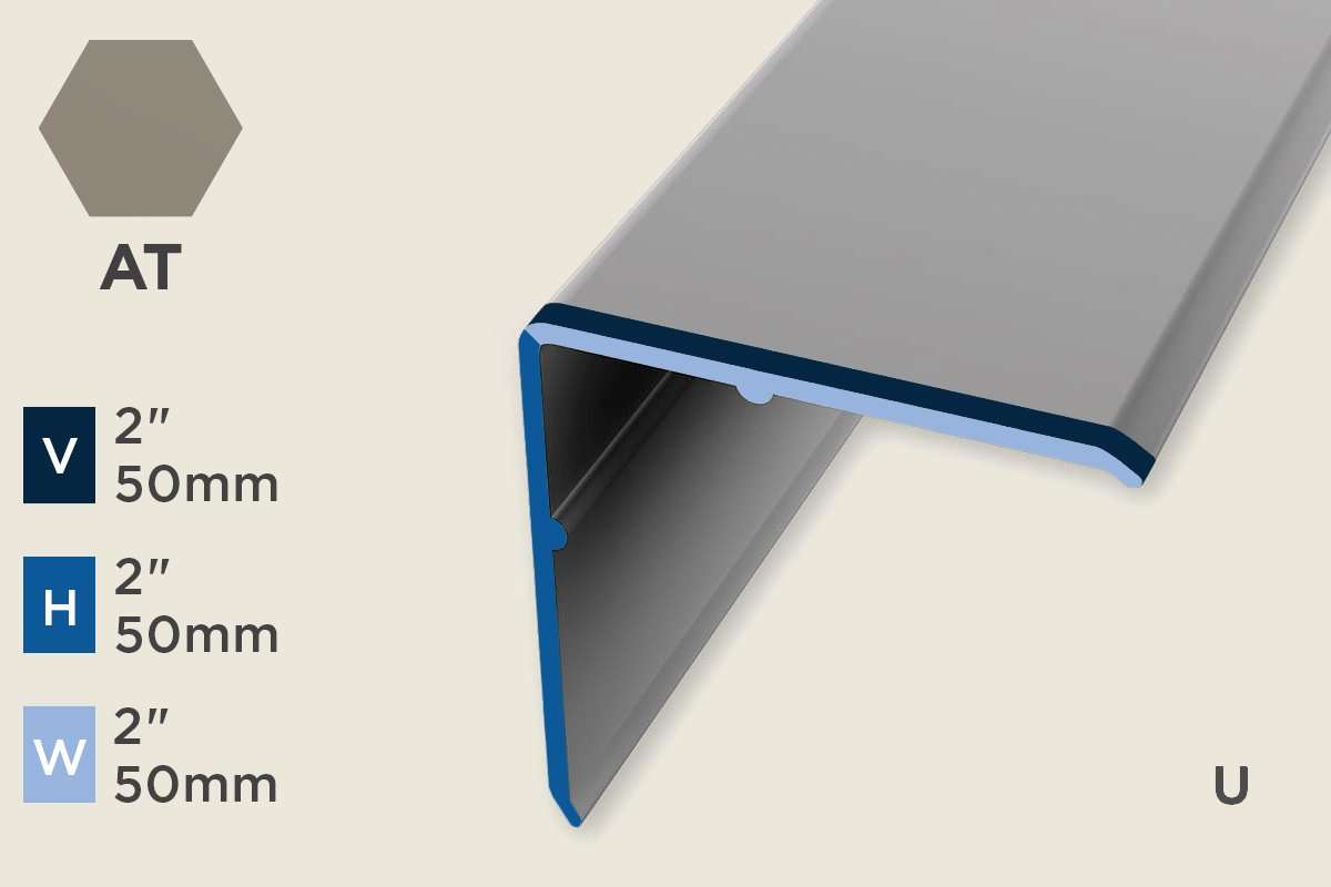 KW-F — Wall Protection Profile – Retrofit – Unpunched – 50mm (2") – Titanium