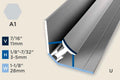 KW-K — Wall Protection Profile – Pre-fit – Variable Interior Wall Corner – 5mm (7/32") – Silver