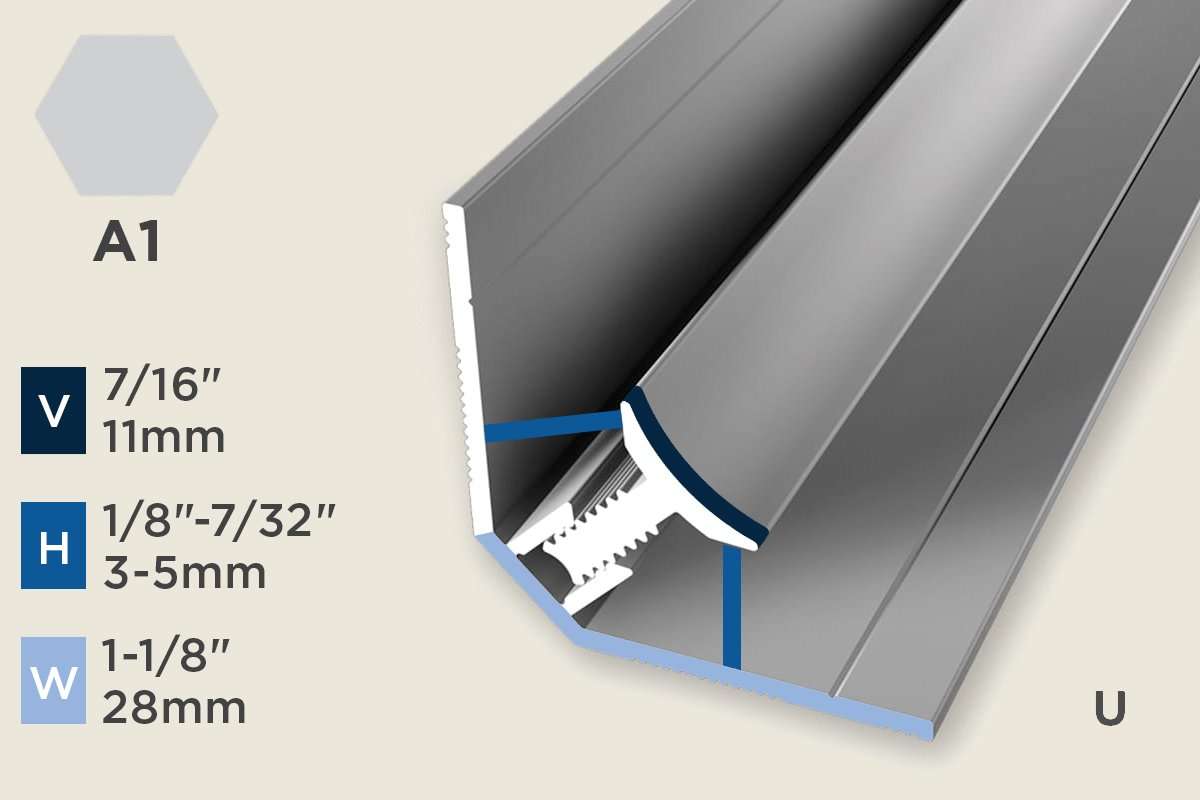 KW-K — Wall Protection Profile – Pre-fit – Variable Interior Wall Corner – 5mm (7/32") – Silver
