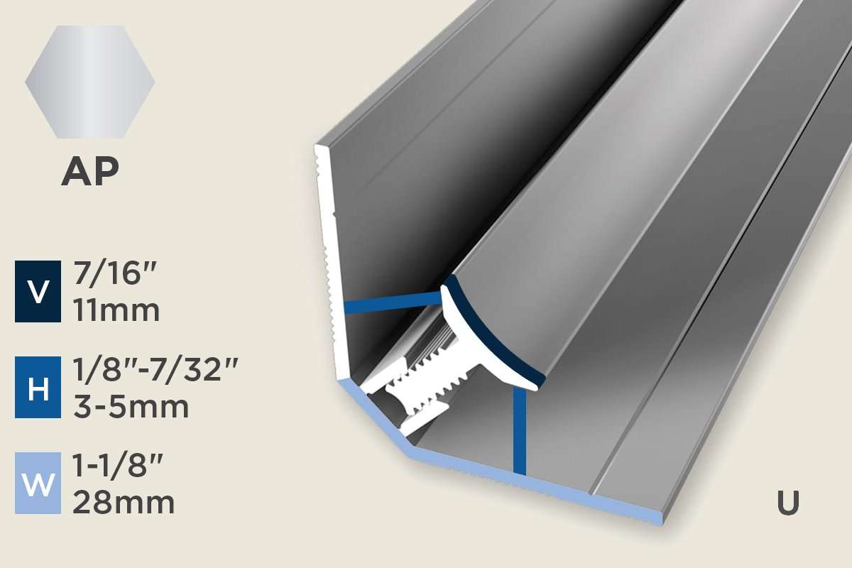 KW-K — Wall Protection Profile – Pre-fit – Variable Interior Wall Corner – 5mm (7/32") – Polished