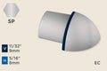 KW-M — Wall Protection Profile – End Cap for KW-L – 8mm (5/16") – Stainless Steel Polished