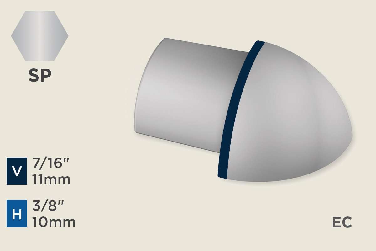 KW-M — Wall Protection Profile – End Cap for KW-L – 10mm (3/8") – Stainless Steel Polished
