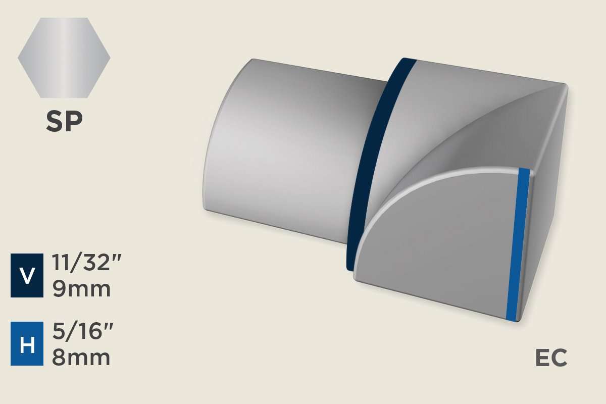 KW-N — Wall Protection Profile – End Cap Left for KW-L – 8mm (5/16") – Stainless Steel Polished