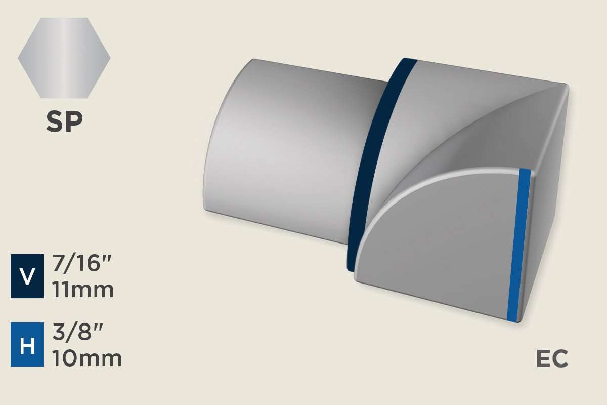 KW-N — Wall Protection Profile – End Cap Left for KW-L – 10mm (3/8") – Stainless Steel Polished
