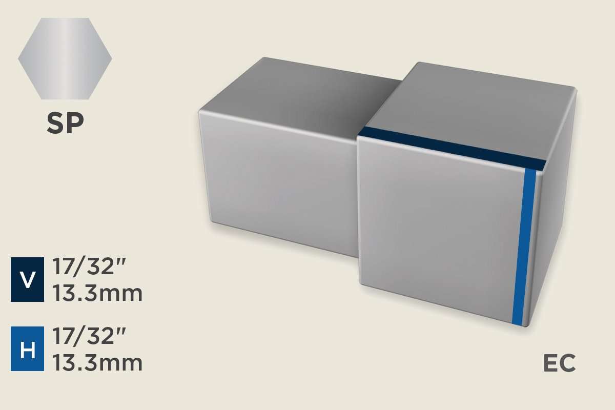 KW-P — Wall Protection Profile – End Cap for KW-O – 12.5mm (1/2") – Stainless Steel Polished