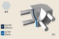 KW-S — Wall Protection Profiles – End Cap Left for KW-Q – 8mm (5/16") – Silver