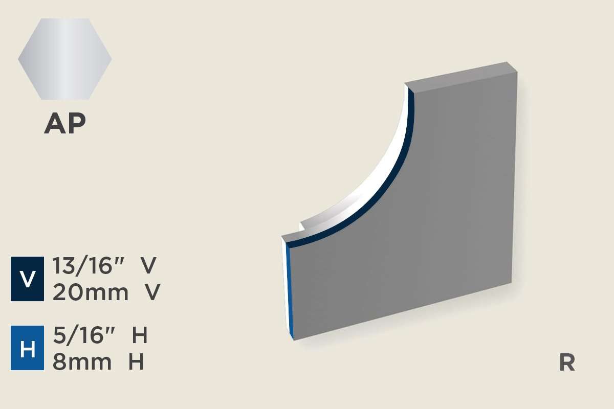 KW-T — Wall Protection Profiles – 8mm (5/16") – End Cap Right for KW-Q (R-dir) – Polished